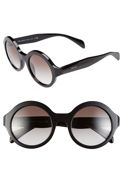 prada black metal round glasses|Prada round sunglasses.